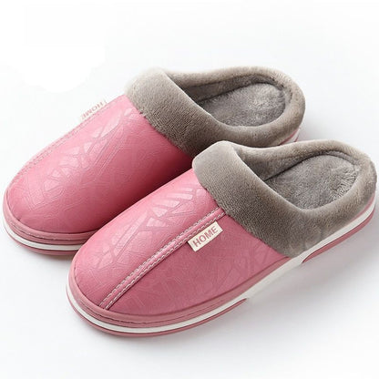 Chaussons confortable en cuir rose pour femme 