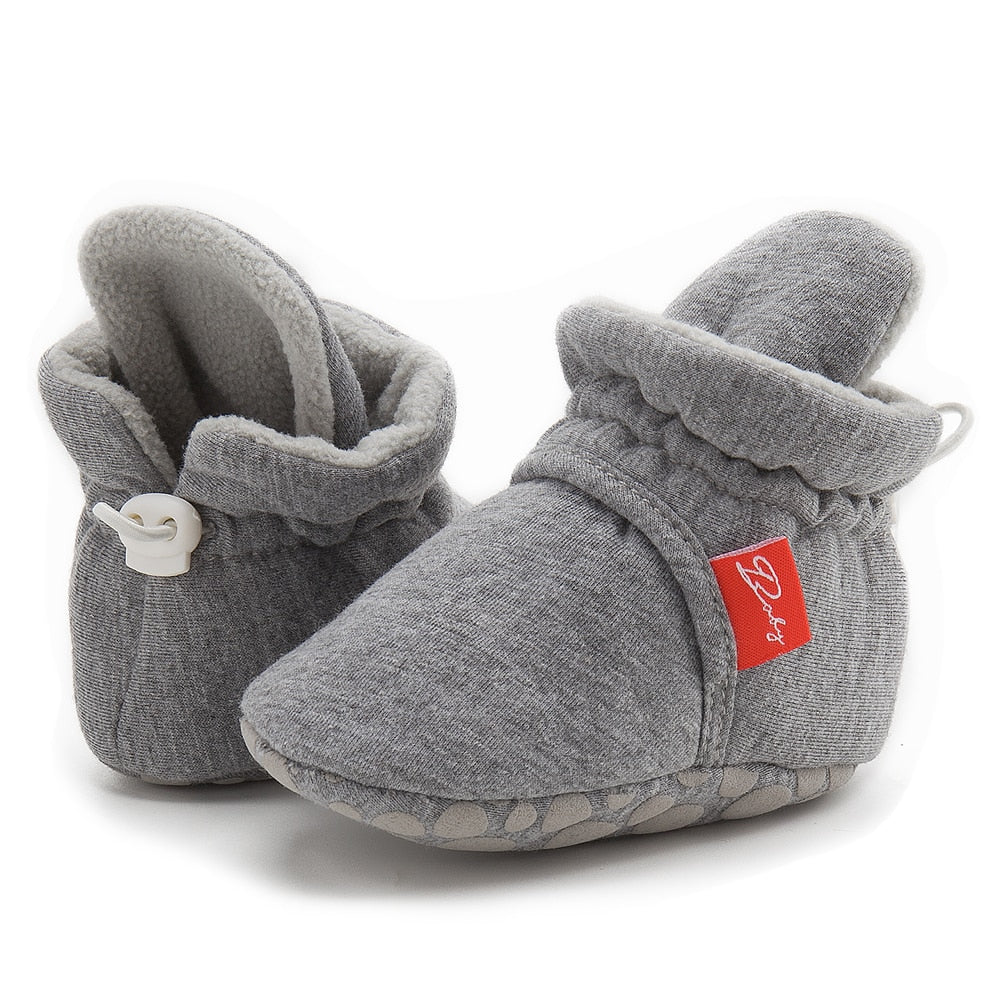 chausson souple pour bébé de couleur grise