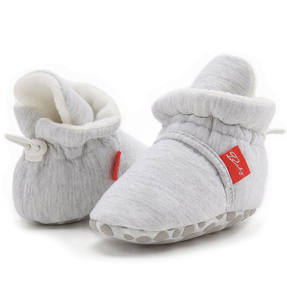 chausson souple pour bébé de couleur grise
