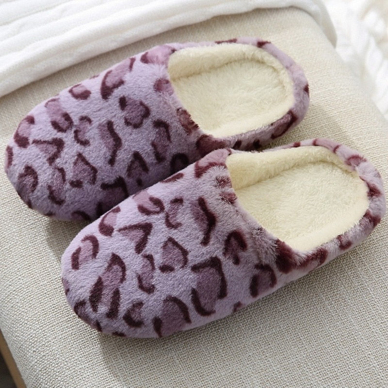 Chaussons pour femme léopard violet